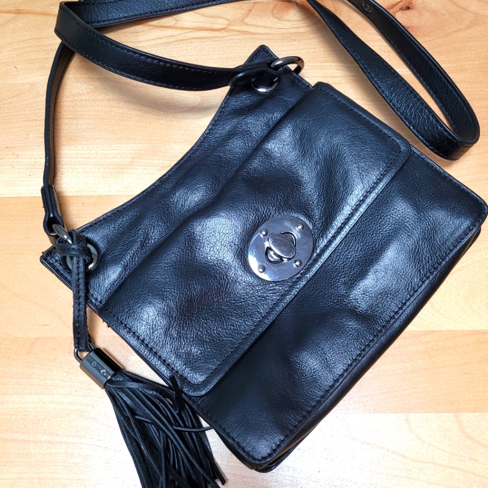 RACHEL ROY | Black Leather Crossbody Bag